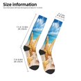 thumbnail image 2 of JUNZAN Beach Starfish Shell Pattern Fun Novelty Knee Warmer High Socks, 2 of 6