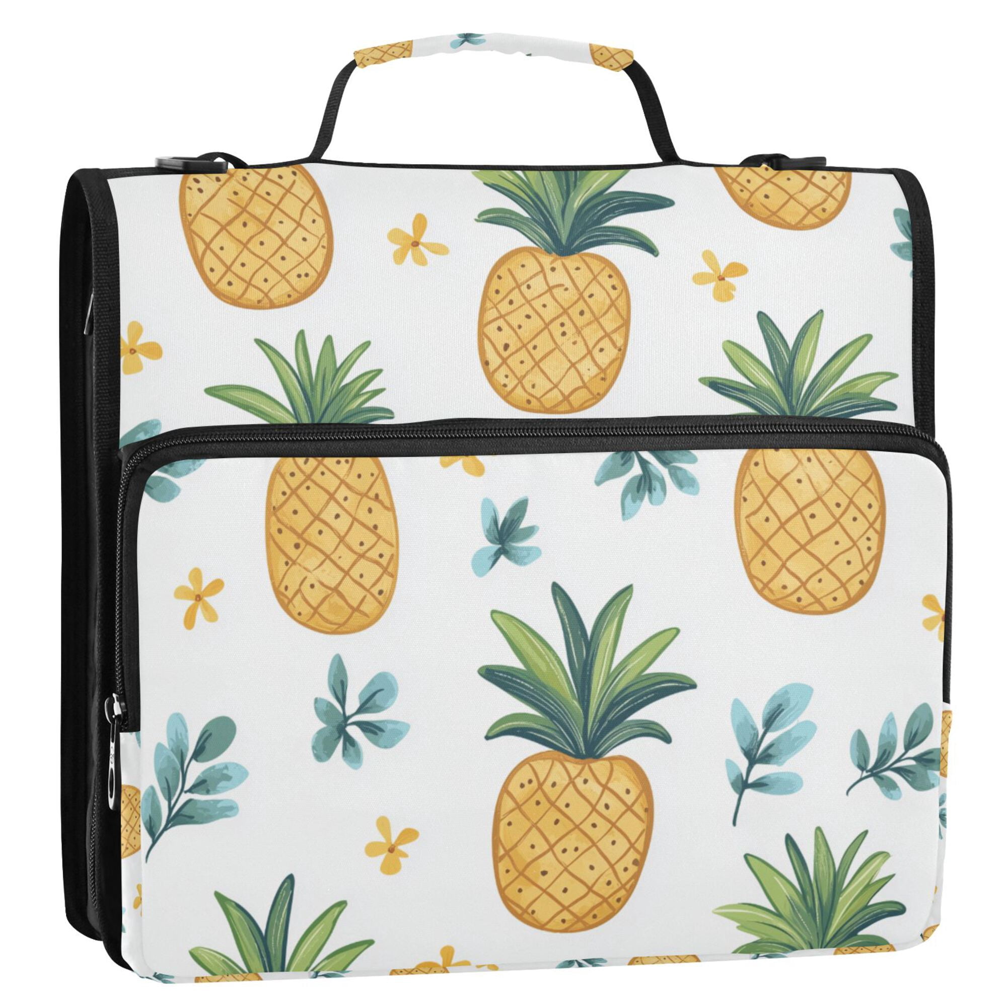 FORMRS Zipper Binder with Shoulder Strap 2-inch Ring 500 Sheet Capacity File Bag, Pineapple