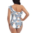 thumbnail image 5 of Salouo Happy Snowmen Snowfall Pattern One Shoulder Ruffled One Piece Swimsuit for Women V Neck Swimwear Tummy Control Bathing Suit-Large, 5 of 6