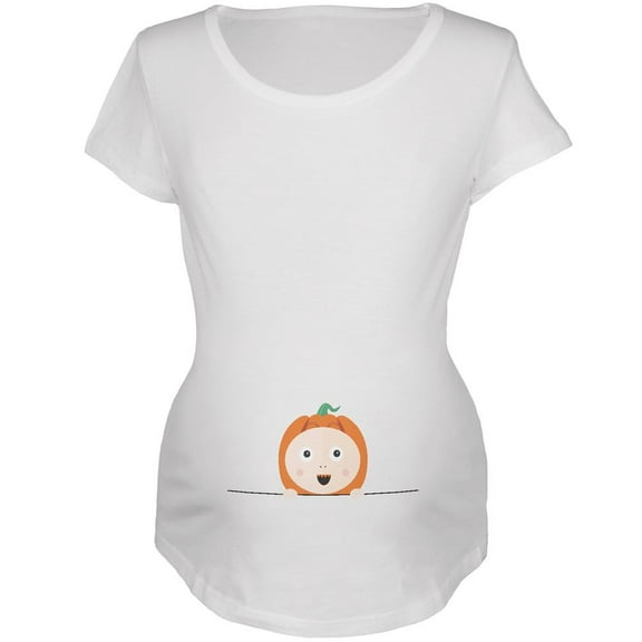 Halloween Pumpkin Baby White Maternity Soft T-Shirt - 2X-Large