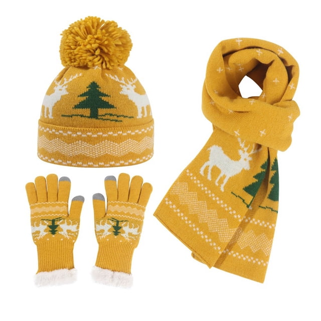 Women's Winter Knitted Hat with Ear Warm Wool Blend European Style Christmas Accessory for Cold Weather