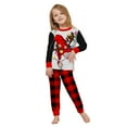 thumbnail image 2 of Yuaguia Family Matching Christmas Pajamas, Gnome with Christmas Lights Print Black Raglan Long Sleeve Top and Red Black Buffalo Plaid Lounge Pants Sleepwear Set, Kids 6 Years, 2 of 8