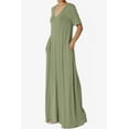 thumbnail image 3 of TheMogan Women's S~3X Soft Jersey Oversized V-Neck Short Sleeve Maxi Dress W Pocket, 3 of 6