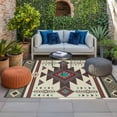 thumbnail image 2 of Brown Southwest Outdoor Rug for Patio/Deck/Porch, Non-Slip Large Area Rug 5 x 8 Ft, Ethnic Boho Tribal Vintage Geometric Indoor Outdoor Rugs Washable Area Rugs, Reversible Camping Rug Carpet Runner, 2 of 8