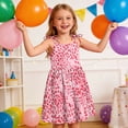 thumbnail image 4 of SGFCWSX Girls Summer Dresses Tie Shoulder Spaghetti Strap Print with Pockets Casual A-Line Kids Daily Dress Pink Size 9 Years, 4 of 9