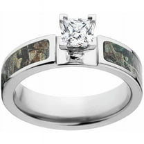 Timber Women's Camo Engagement Ring Cobalt and 14kt White Gold with Polished Edges and Deluxe Comfort Fit