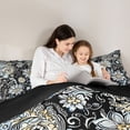 thumbnail image 4 of jejeloiu Artistic Floral Full Size Comforter Sets For Girls,Daisy Pattern Bedding Comforter Set,Black Blue,Black Reversible,3-Piece,1 Comforter and 2 Pillowcases, 4 of 7