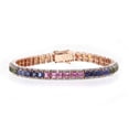 thumbnail image 3 of 18k Lab Rainbow Square Sapphire Bracelet,Multi- Sapphire Tennis Bracelet,Natural Sapphire Round Rainbow Tennis Bracelet,Ombre Bracelet., 3 of 3