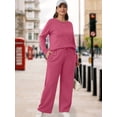 thumbnail image 4 of Women'S 2 Piece Lounge Sets Side Slit Outfits Wide Leg Tracksuit Comfy Loungewear Fashion Sweatsuit Rose Red XXXL, 4 of 9