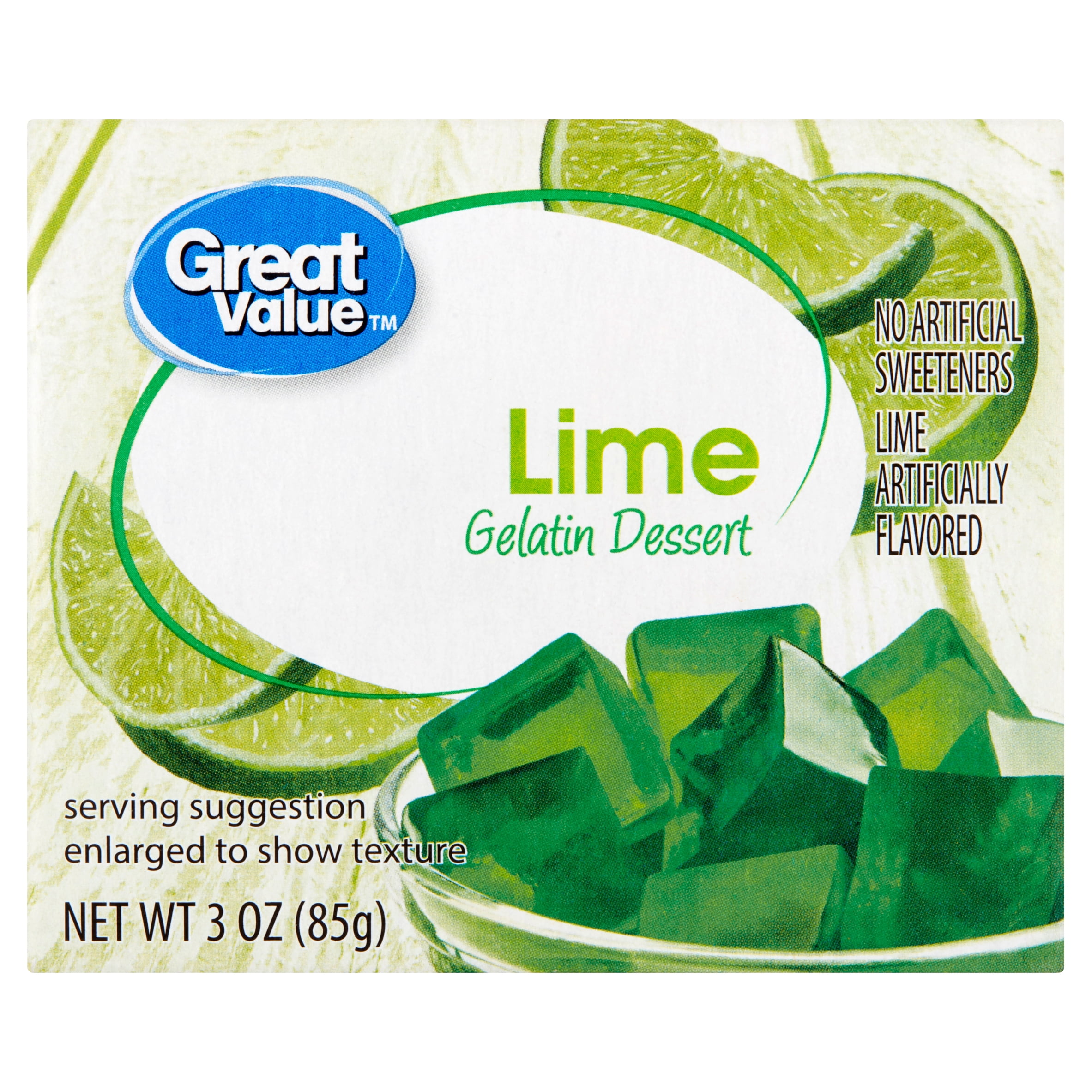 Great Value Lime Gelatin Dessert, 3 oz