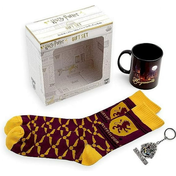 Harry Potter Hogwarts Gryffindor 3 Piece Muggle Gift Set Mug, Crew Socks, Keychain