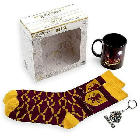 Harry Potter Hogwarts Gryffindor 3 Piece Muggle Gift Set Mug Crew Socks Keychain