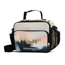 FORMRS Student Lunch Bag Insulated Reusable Cooler Box with Zipper Pockets, Abstract Landscape