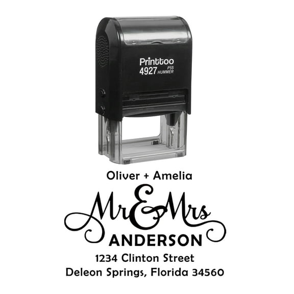 Printtoo Personalized Black Self Inking Address Stamp Custom Rubber Stamper -60 x 40 mm