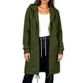 thumbnail image 5 of NTACZA Women's Sweatshirts Long Sweatshirt Hoodies Drawstring Zip Up Coat Comfort Long Sleeve with Pockets Outerwear Green XXL, 5 of 8