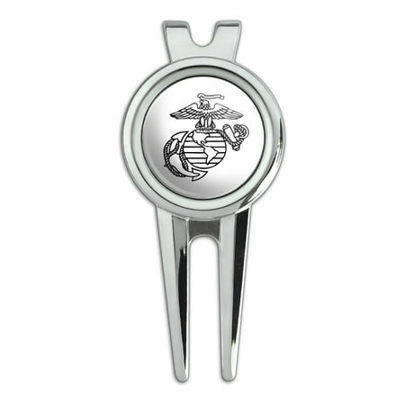 Marine Corps USMC Black White Eagle Globe Anchor Logo Officially Licensed Golf Divot Repair Tool and Ball Marker