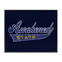 Stupell Industries Awakened State Varsity Novelty & Humor Painting Black Framed Art Print Wall Art, 20 x 16