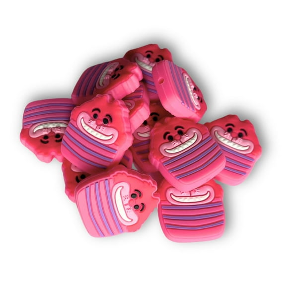 Alice in Wonderland Cheshire Cat Silicone Focal Bead 12 pk Character Beads for Freshie Hangers Beaded Pens, Badge Reels Toppers Bulk
