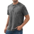 thumbnail image 4 of Iceglad Mens Distressed Henley Shirts Retro Short Sleeve Cotton Tee Shirts Casual Button Down Washed T-Shirts, 4 of 11