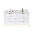 thumbnail image 2 of Water Creation Bristol 60" Wood Double Bathroom Vanity in Pure White/Gold, 2 of 6