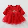 thumbnail image 2 of Otqutp Toddler Baby Girl Chinese Calendar New Year Dress 𝗥uffle Long Sleeve Princess Traditional Clothes Mesh Skirt 𝗧ang Suit, 2 of 9