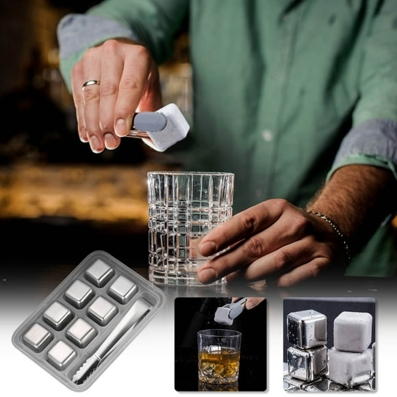 Juego De 8 Piedras De Whisky Reutilizables, Cubitos De Hielo De Acero Inoxidable Para Bebidas, Rocas Enfriadoras No Diluibles Para Whisky Y Cócteles, Perfectas Para Bares En Casa Y