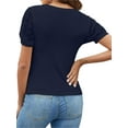 thumbnail image 4 of Blotona Womens Crew Neck Short Sleeve Blouse Business Casual Dressy Tops Ribbed Summer Stylish Slim Fit Work Shirts, 4 of 5