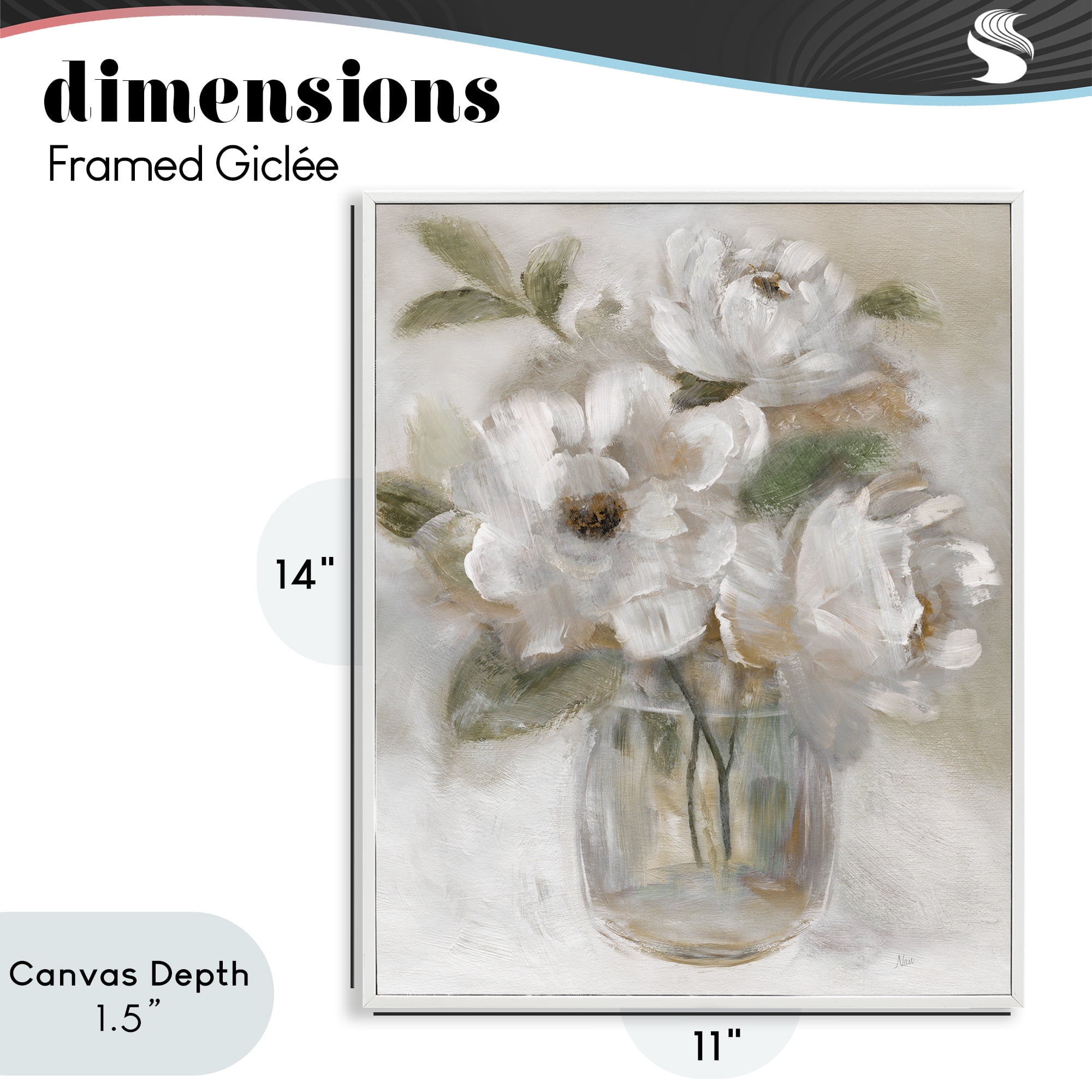 Stupell Industries Brushed Neutrals Bouquet White Framed Giclee Art, design by Nan
