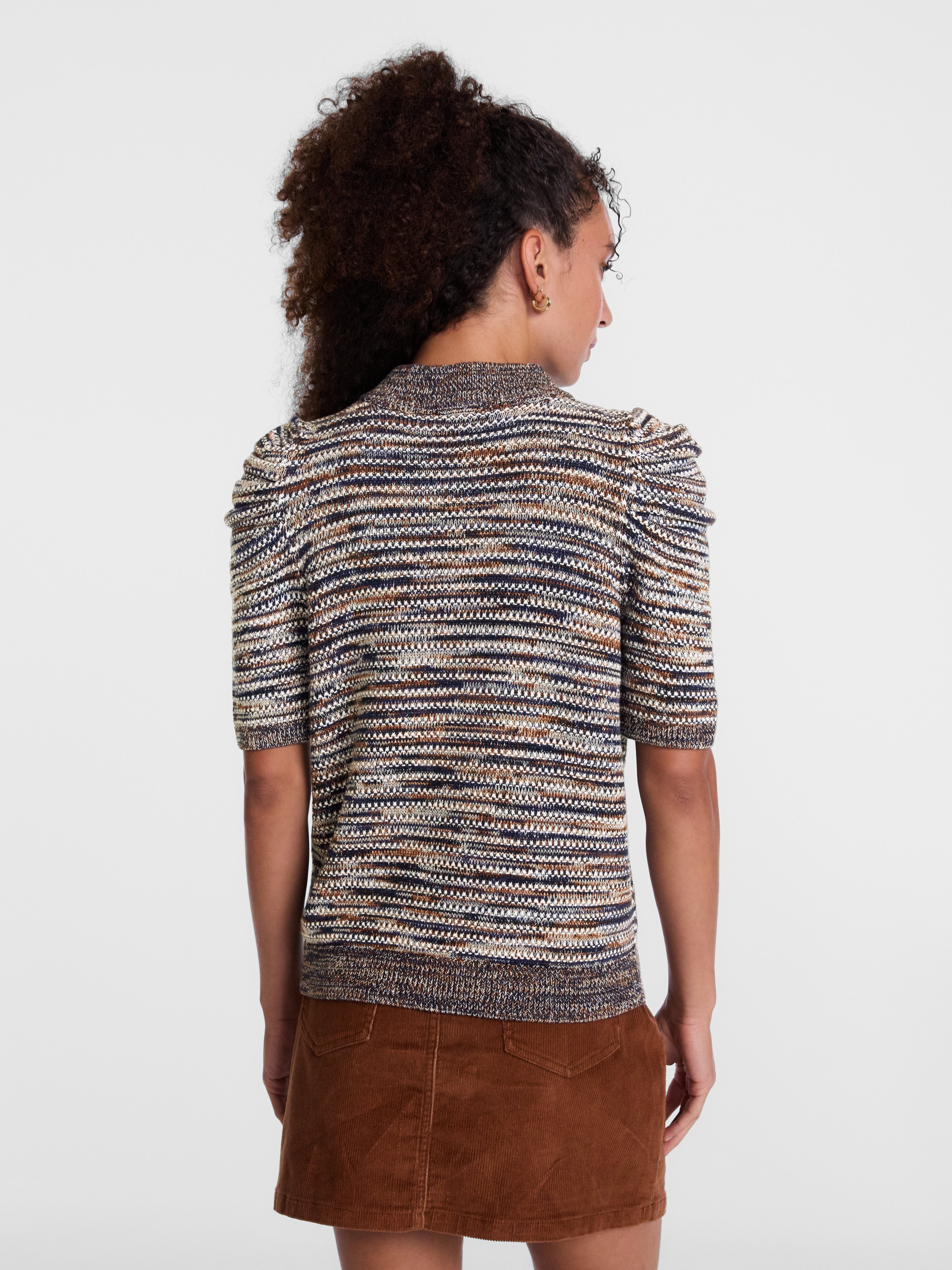 Scenario Women's and Women's Plus Henley Sweater with Puff Sleeves, Lightweight, Sizes XS-4X