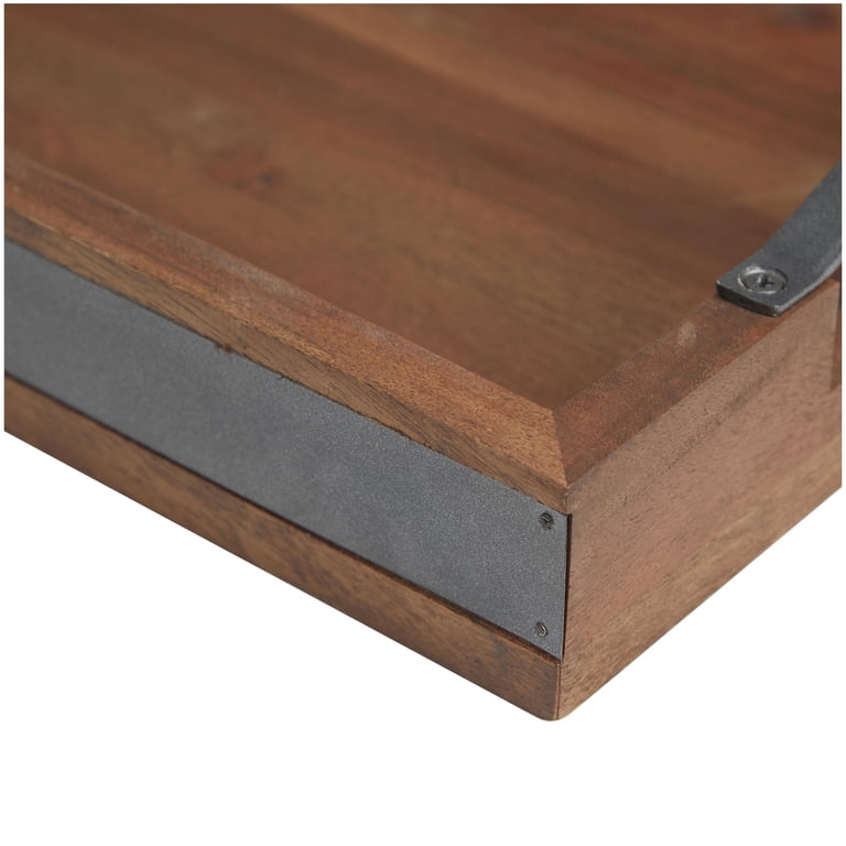 DecMode Brown Wood Tray Set - Decor - 3-Piece Nesting Trays