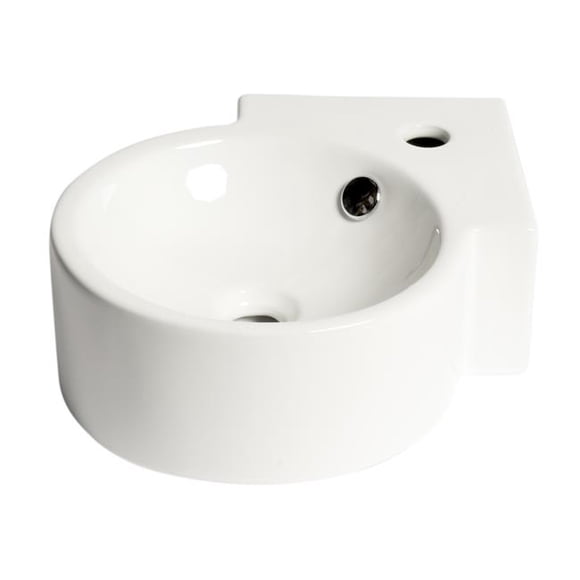 Alfi Brand ABC121 17 in. Tiny Corner Wall Mounted Ceramic Sink with Faucet Hole, White