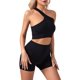 thumbnail image 3 of Gibobby Conjunto de yoga Traje de yoga de color sólido para mujer Chaleco deportivo Ropa interior a de golpes de alta para mujer Vientre que las nalgas Pantalones cortos sexy(Negro, XXL), 3 of 5