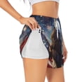 thumbnail image 3 of Lsque Night Sky Bald Eagle Printed Women's Running Shorts with Liner Pockets,Elastic Quick Dry Workout Athletic Gym Yoga Shorts,Womens High Waist Shorts-XX-Large, 3 of 9