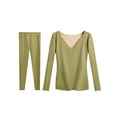 thumbnail image 1 of Jumpingount Conjunto de ropa interior térmica autocalentable para mujer, lencería termo transpirable, camisa cálida gruesa de manga larga, ropa de otoño, Ropa interior Verde XL (100-120) Jumpingount AP013355-03, 1 of 6