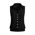 thumbnail image 7 of ClodeEU Women's Lapel Collar V Neck Sleeveless Button Down Blouse,Casual Loose Shirt With Stretch Hem Black,Women's Plus XXL, 7 of 7