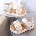 thumbnail image 2 of GiLiling Girls Sandals, Girls Summer Open-Toe Sandals with Ruched Wide Strap, Breathable Platform Flats with Non-Slip Rubber Sole for Beach Casual Play (Beige, 2.5-3 Years), 2 of 9