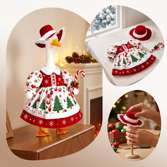 AZXY Christmas Porch Goose Outfits, Fits 23 Inch Porch Goose, Goose Clothes for Cement Plastic Goose & Goose Clothing, Winter Xmas Holiday Decor for Yard Patio Front Porch Garden
