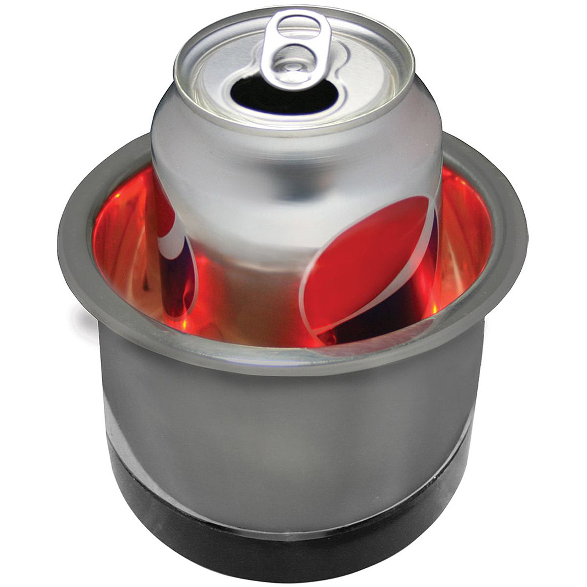 SeaSense Stainless Steel Recessed Dropin LED Lighted Cup Holder, Red
