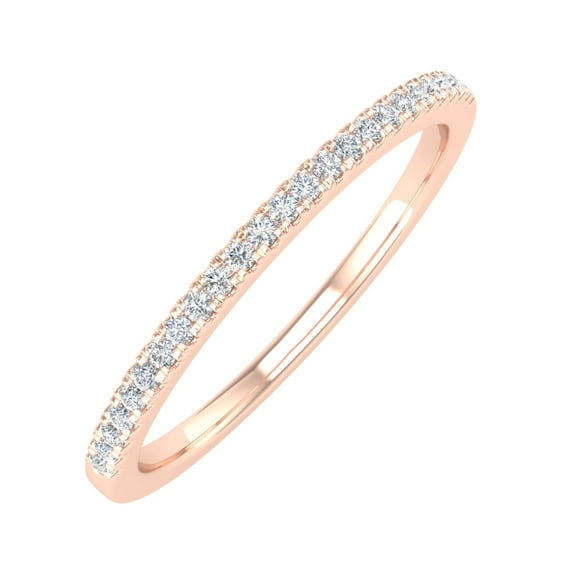 1/10 ctw 10K Rose Gold Natural Diamond Ladies Wedding Anniversary Stackable Ring (Ring Size 5.5)