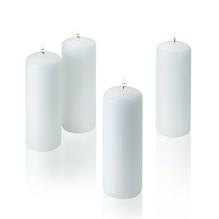 White Unscented Pillar Candles Burn Time 36 Hour Set Of