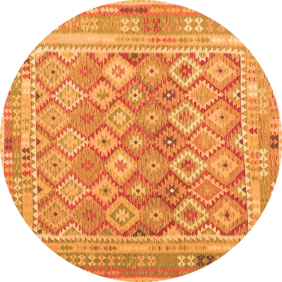 Ahgly Company Indoor Round Oriental Orange Traditional Area Rugs, 3' Round