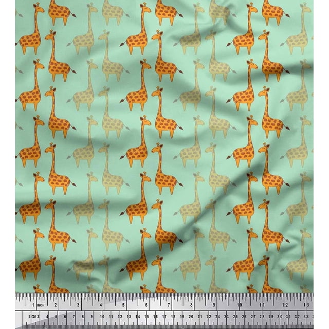 Soimoi Rayon Fabric Giraffe Kids Print Fabric by The Yard 42 Inch Wide
