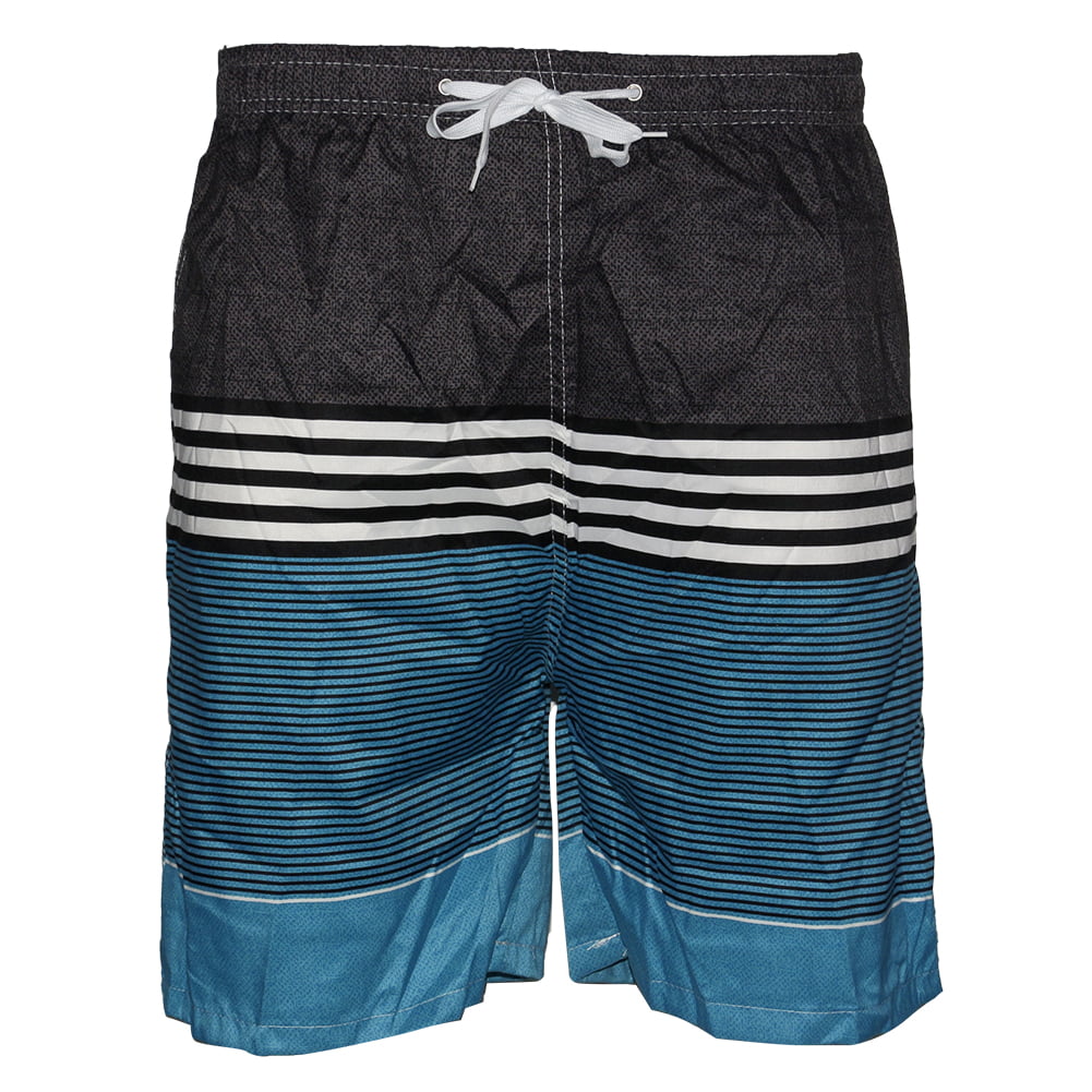 Size 52 Men's Big & Tall Striped 8.5" Board Shorts Navy Gray Swim Trunks 