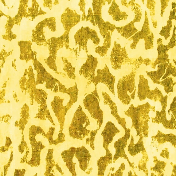 Ahgly Company Machine Washable Indoor Square Abstract Yellow Modern Area Rugs, 4' Square