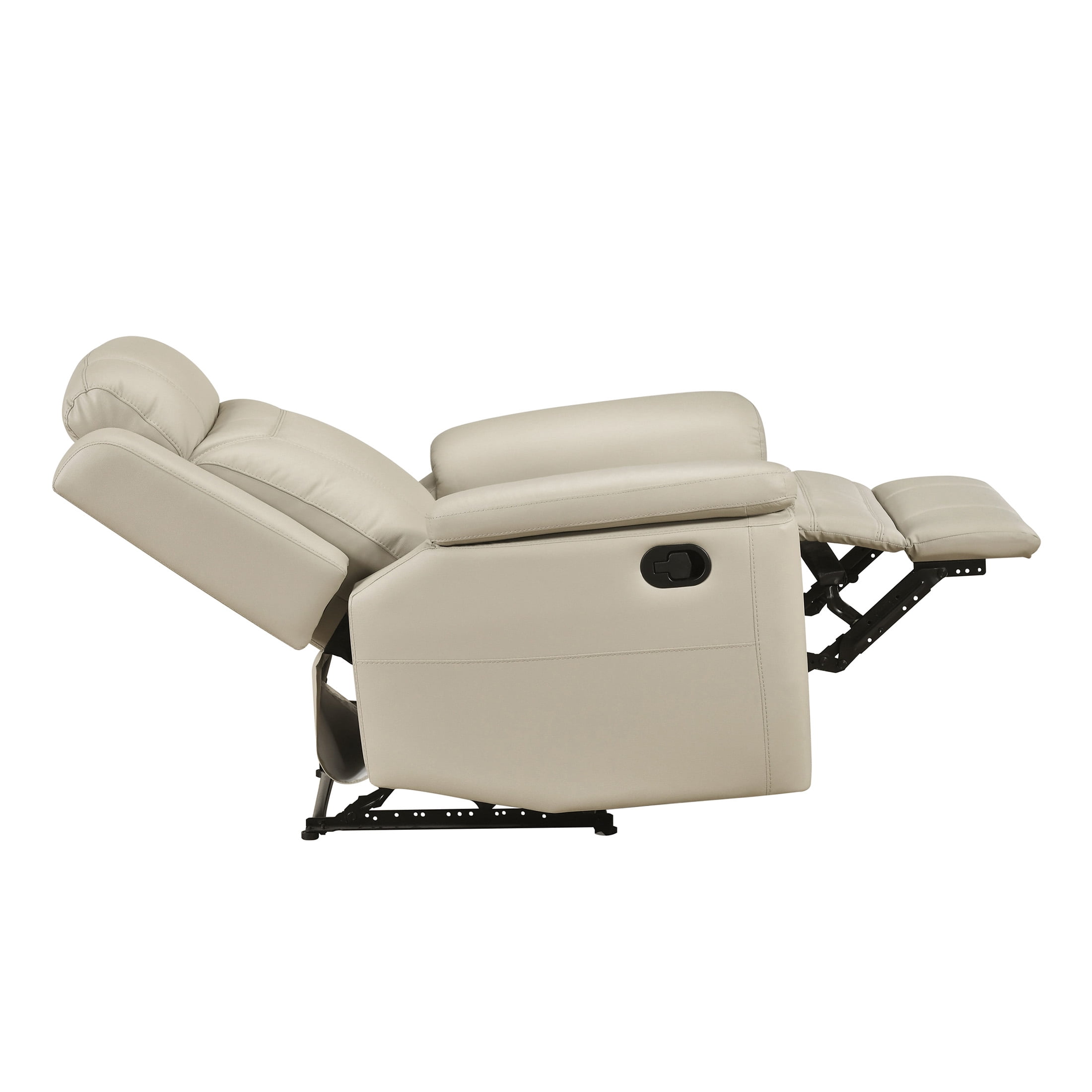 OakvillePark Livaro Leather Match Manual Reclining Chair, Beige