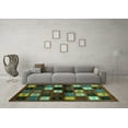 thumbnail image 3 of Ahgly Company Machine Washable Indoor Square Abstract Turquoise Blue Contemporary Area Rugs, 8' Square, 3 of 4