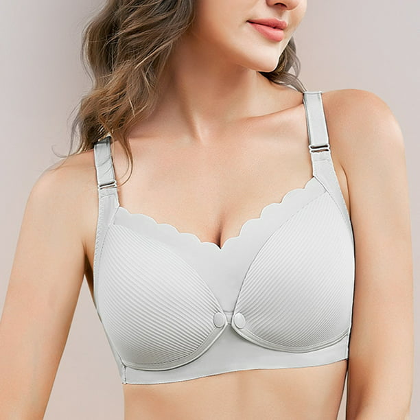 Aayomet Bras for Large Breasts No Steel Ring Thin Gathered Lace Underwear Bra  Maternity Bra (Gray, A) 