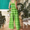 thumbnail image 4 of BiZtdJrK St Patricks Outfits for Women Cute Shamrock Irish Overalls Summer Loose Sleeveless Jumpsuit Linen Holiday Rompers Green L, 4 of 8