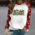 thumbnail image 2 of RKSTN Under $10 Women's Christmas Crewneck Sweatshirts Oversize Christmas Print Pullover Hoodless Sweatshirt Top Women Casual Loose Round Neck Drop Shoulder Long Sleeve Sweatshirt Fall Winter Deals, 2 of 5