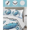 thumbnail image 4 of Quilts Twin Size Bedding Set, Blue Coastal Crab Lightweight Quilted Comforter, Summer Ocean Coral Sea Fish Abstract Soft Reversible Bedspread Coverlet with Pillow Covers for All Season, 68" x 86", 4 of 7